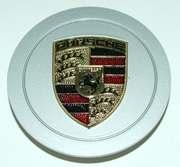 Colour Crested Wheel Cap with Embossed Ring (Metal) - Set of 4